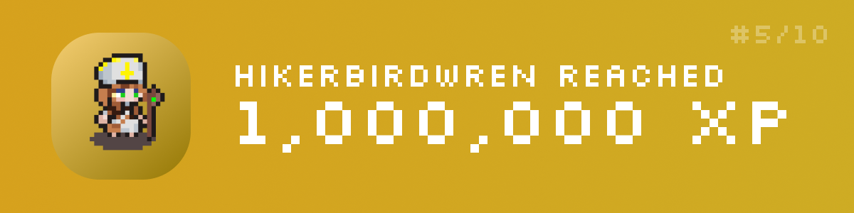 HikerBirdWren Reaches 1 Million XP in SideQuest banner
